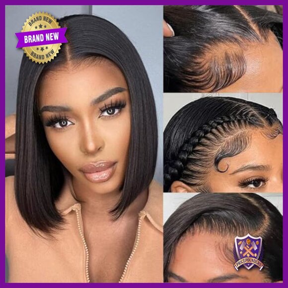 13x6 Lace Front Bob Wig 180% Density Human Hair Glueless Design main image 6